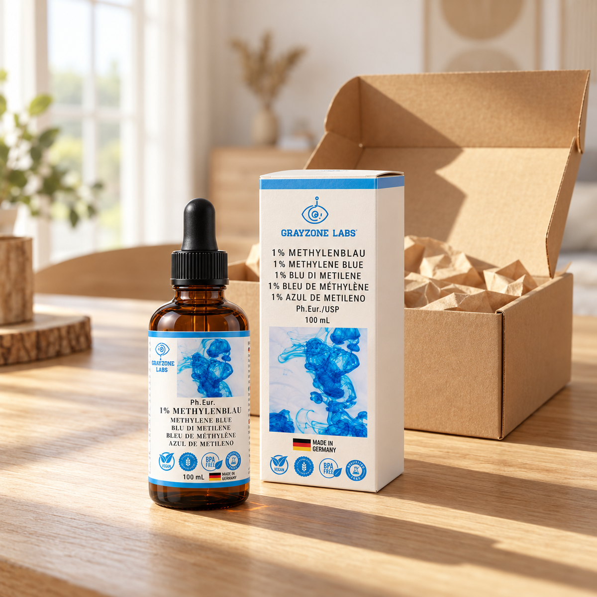1 % Methylenblau-Lösung 100 ml Braunglasflasche mit Faltschachtel