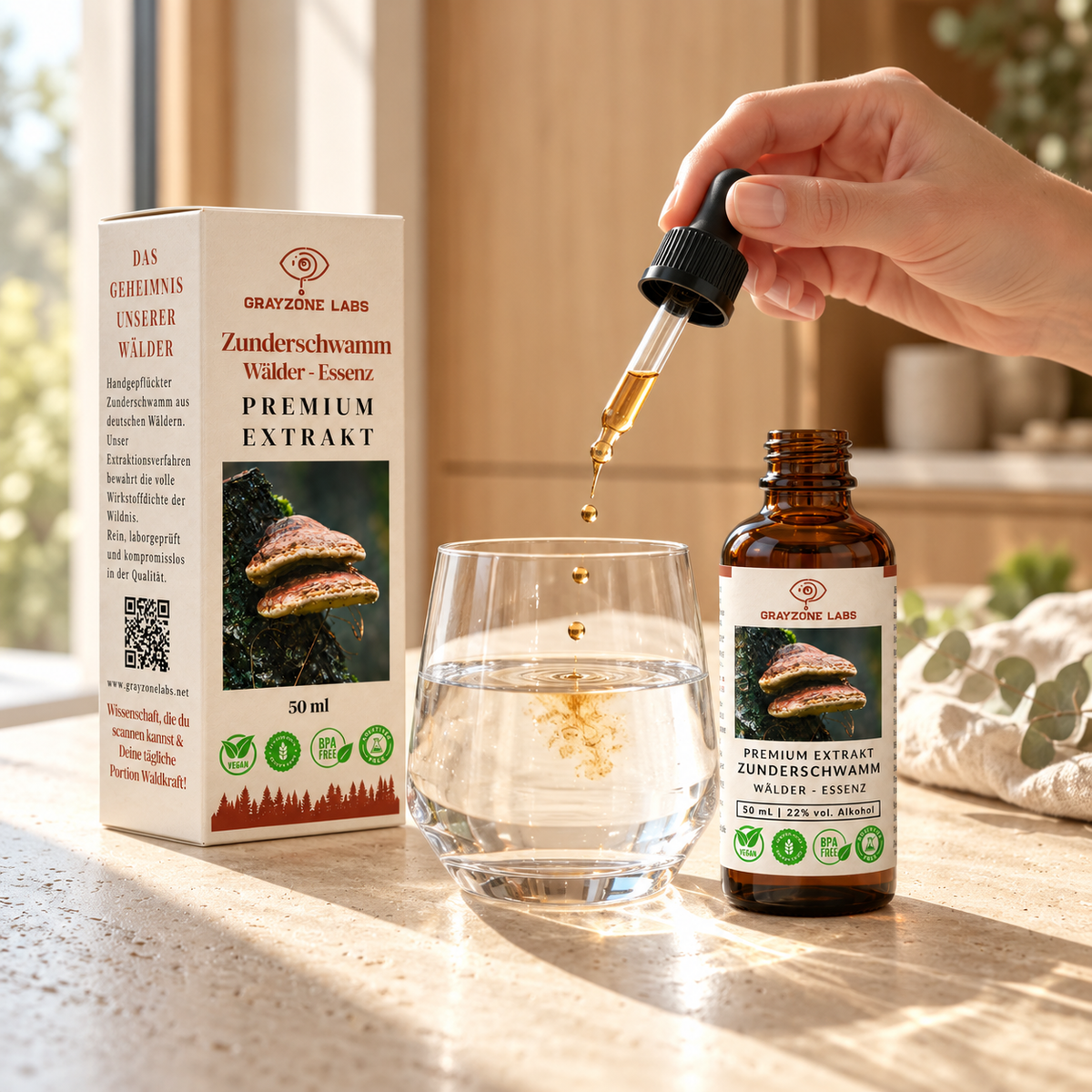 Zunderschwamm Extrakt 50 ml in Glasflasche mit Pipette