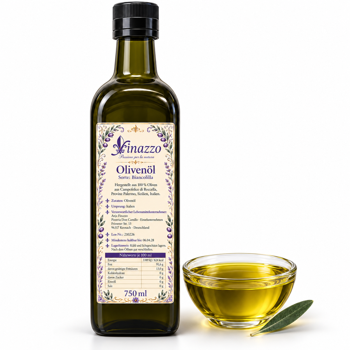 Finazzo Olivenöl Biancolilla unfiltriert aus Sizilien