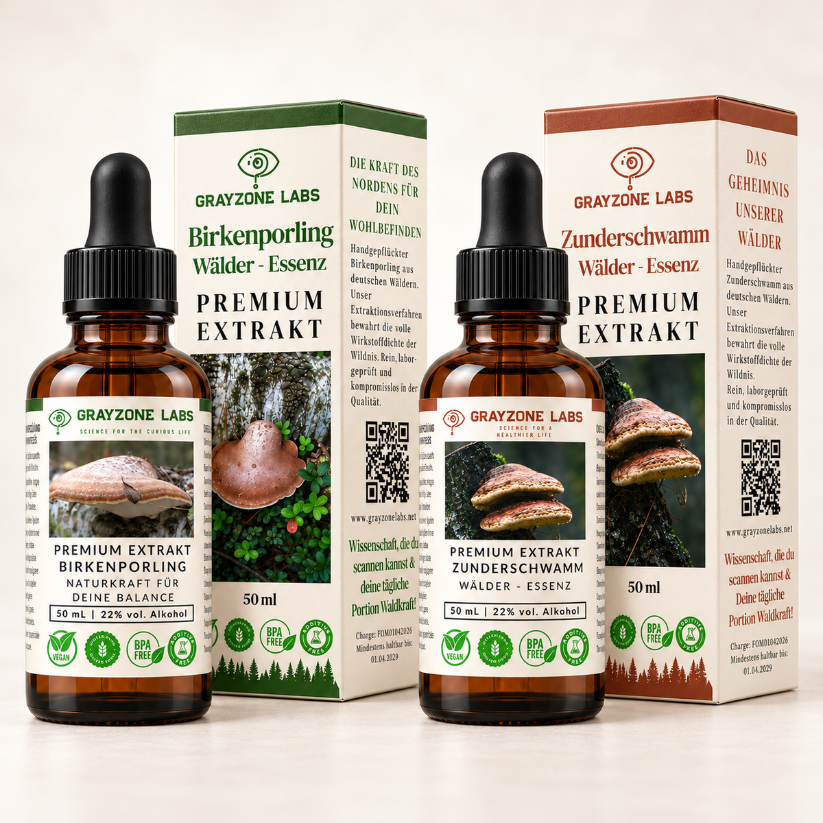 Waldkraft-Duo Set: Birkenporling und Zunderschwamm Extrakt je 50 ml