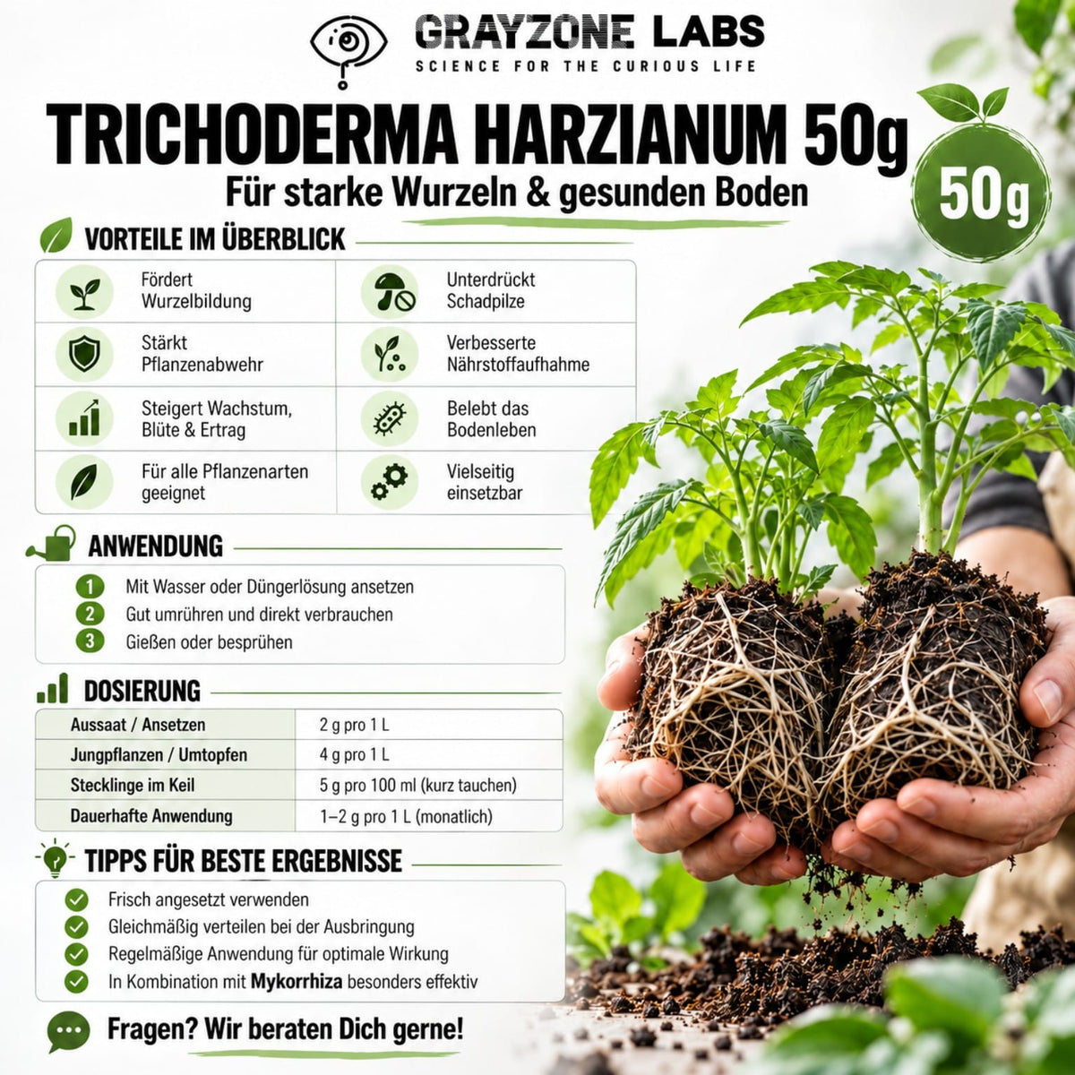 Trichoderma harzianum Bodenhilfsstoff 50 g, Verpackung